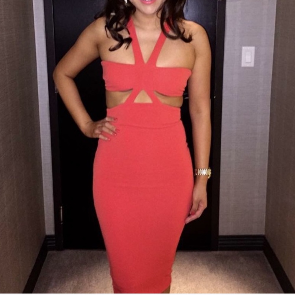 Nookie Claudia Bodycon Dress Orange Size 8